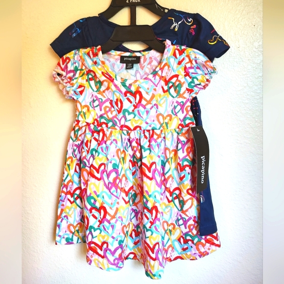 Picapino Girls 2pk of Dresses Size 12 months - Picture 1 of 3